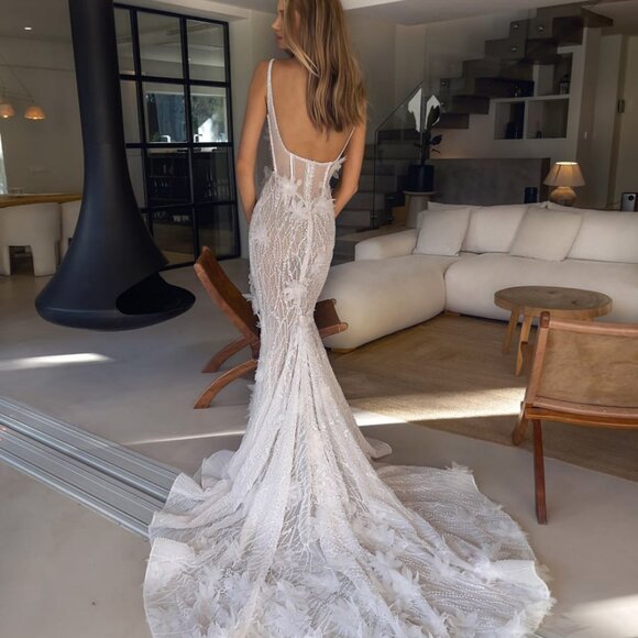 Lace mermaid custom handmade wedding dress - Mermaid Bridal Gown - Picture 4 of 6